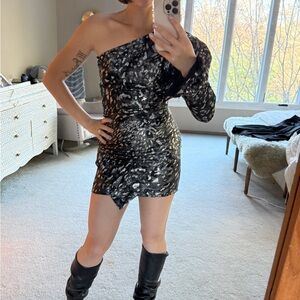 Black and Silver Patterned Dress